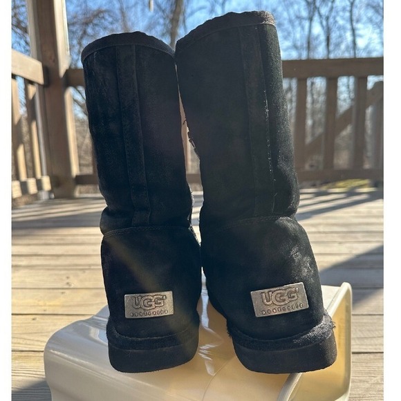 UGG Suede Boots Black Winter Women's 10 - Picture 3 of 12